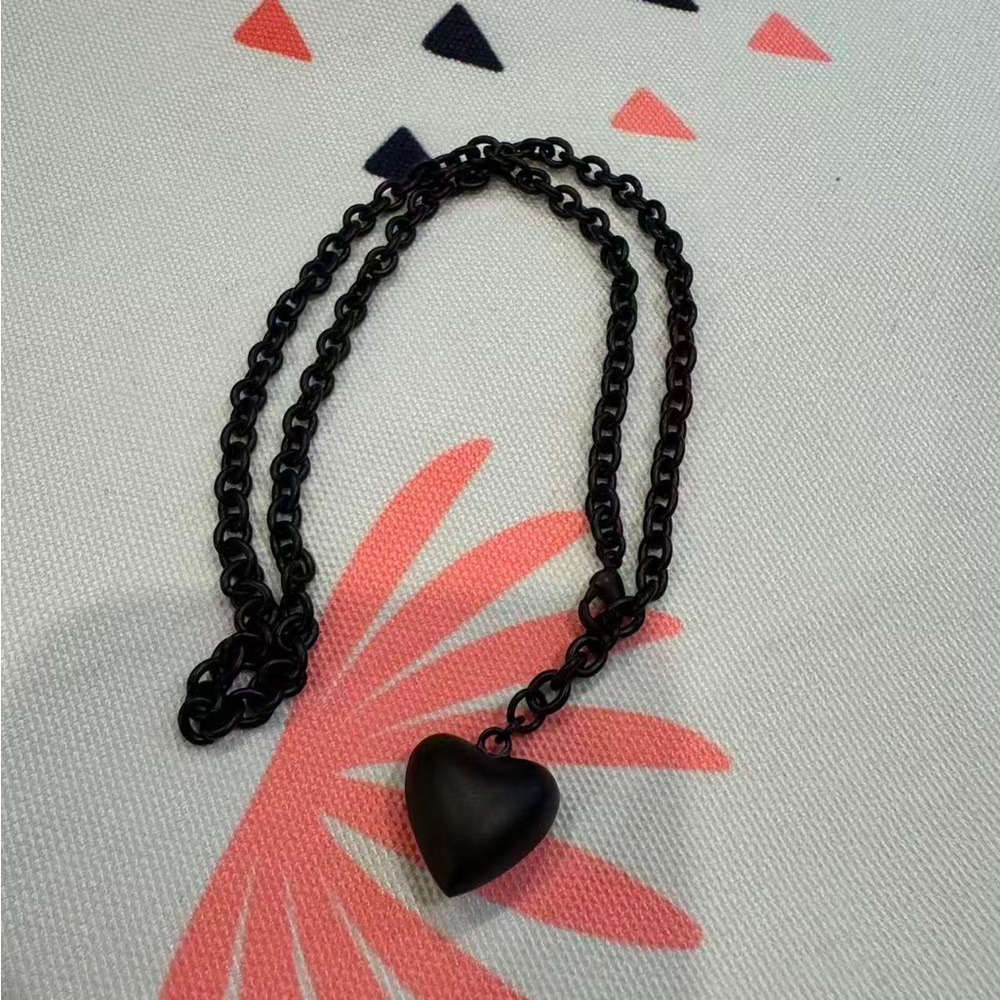 Roxanne Assoulin The Mini Puffy Heart Charm Necklace  Black - Picture 2 of 2